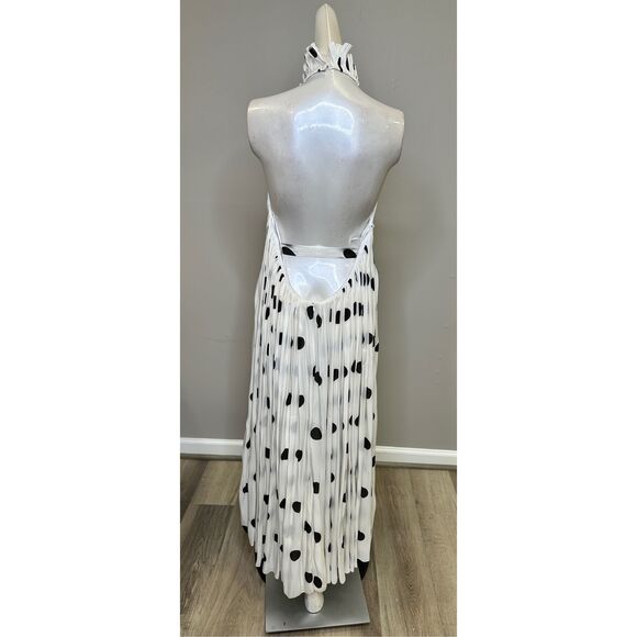 NWT Halpern Sleeveless Polka Dot Plisse Backless Midi Dress Size 36 (2) $2380 - Picture 7 of 14